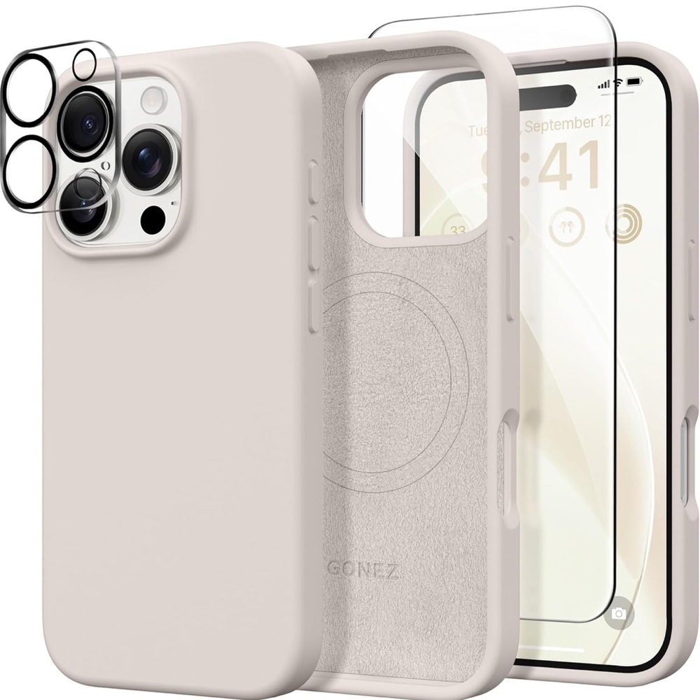 Beige Phone Case with Screen & Camera Protector